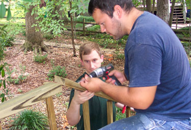 Josh and I working on the handrails.