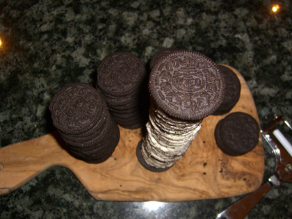 The final oreo tower from above.