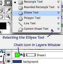 Ellipse Tool Selection and chain icon.