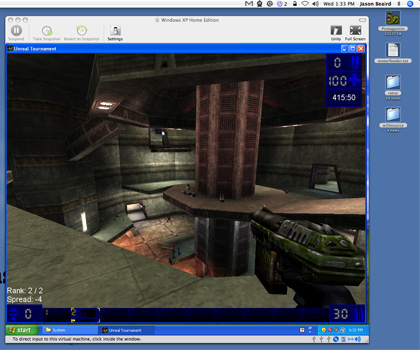 Unreal Tournament being played in VMWare Fusion Windows