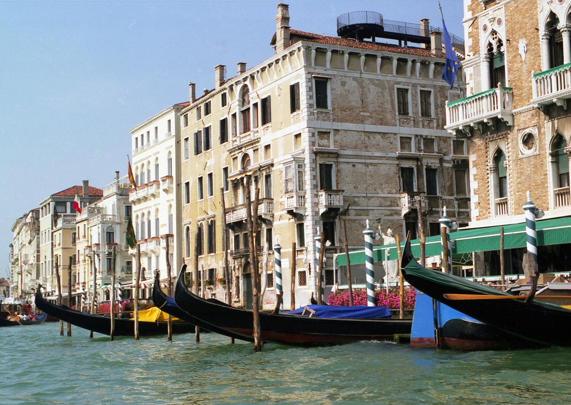 Gondolas on Grand Canal Venice Italy